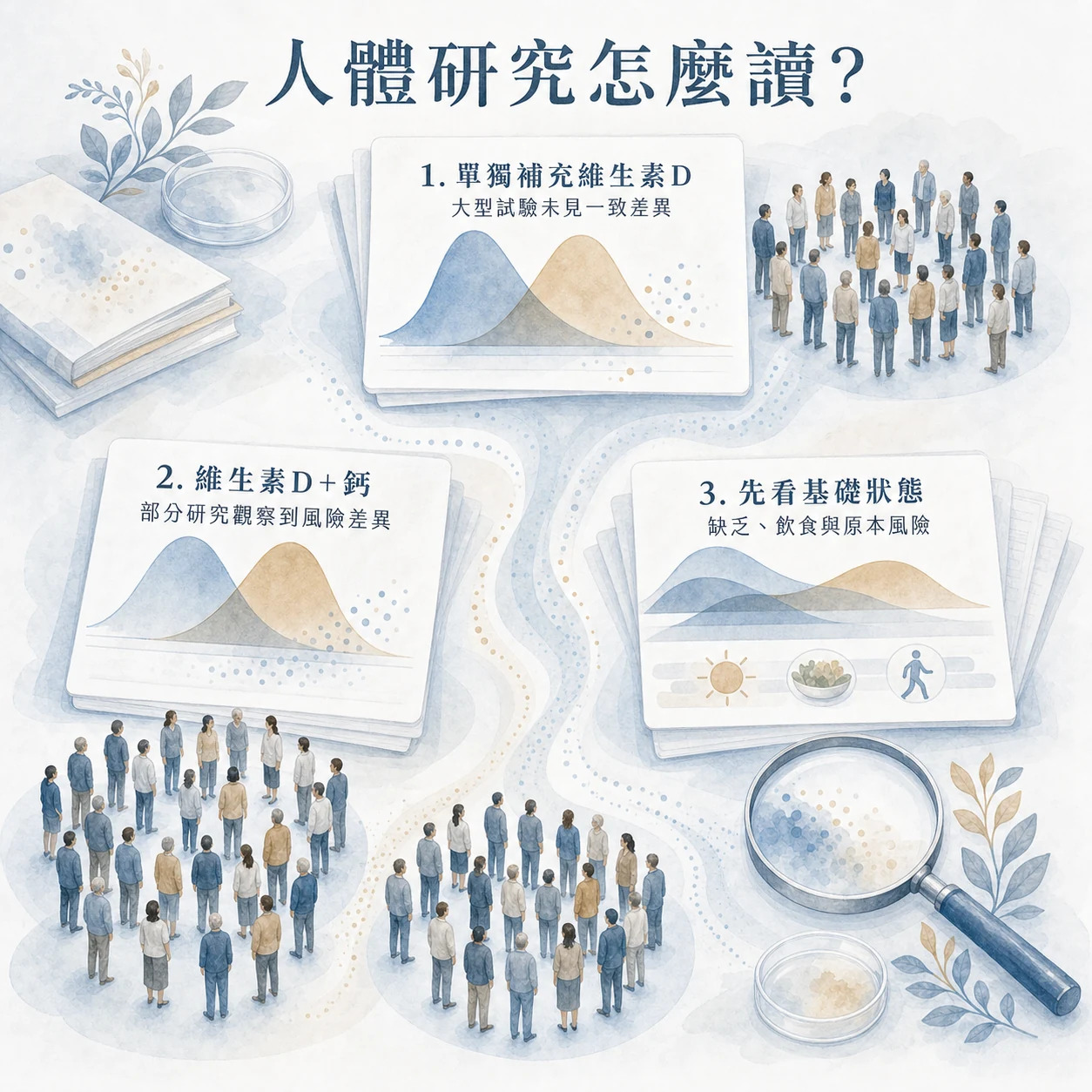 維生素D與鈣的人體研究需依補充方式與基礎狀態分開解讀
