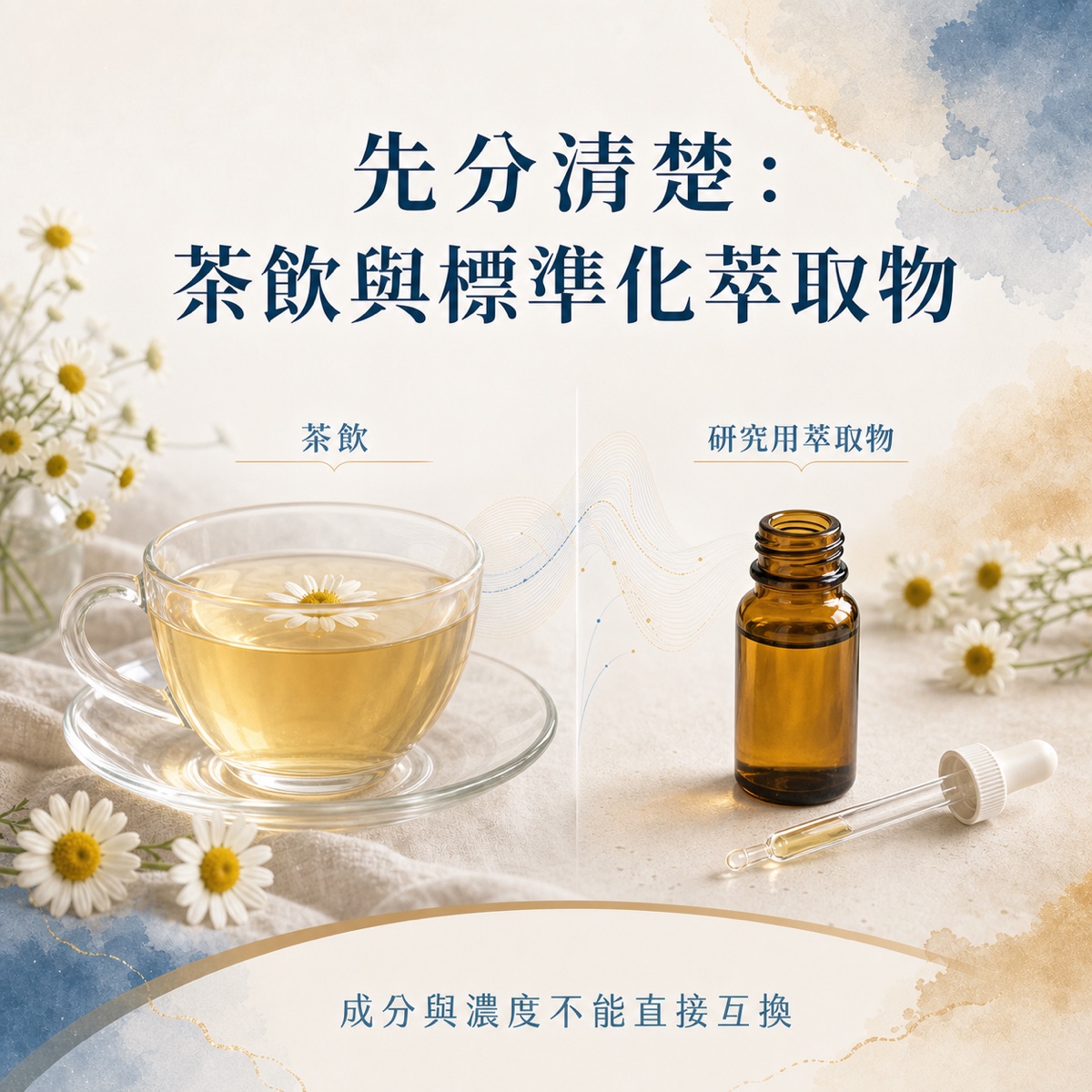 洋甘菊茶飲與標準化萃取物不能直接互換