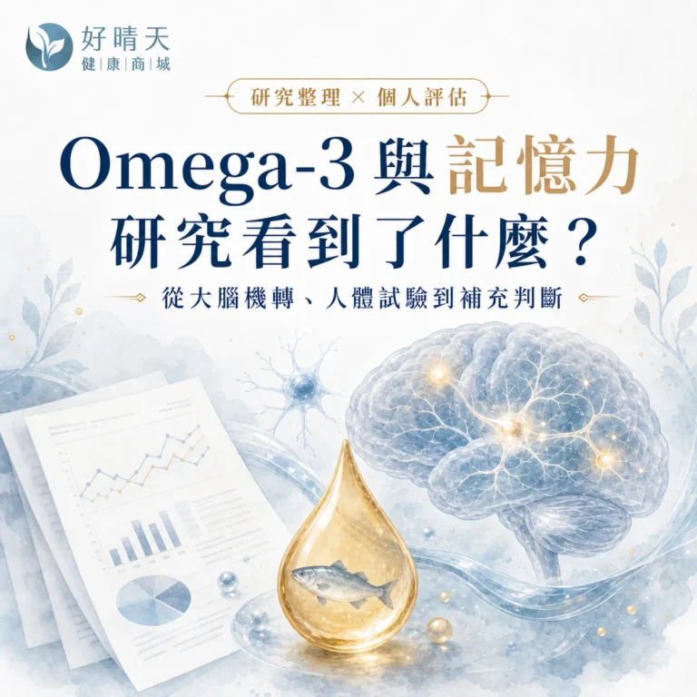 Omega-3 與記憶力及大腦人體研究整理文章封面，好晴天健康商城