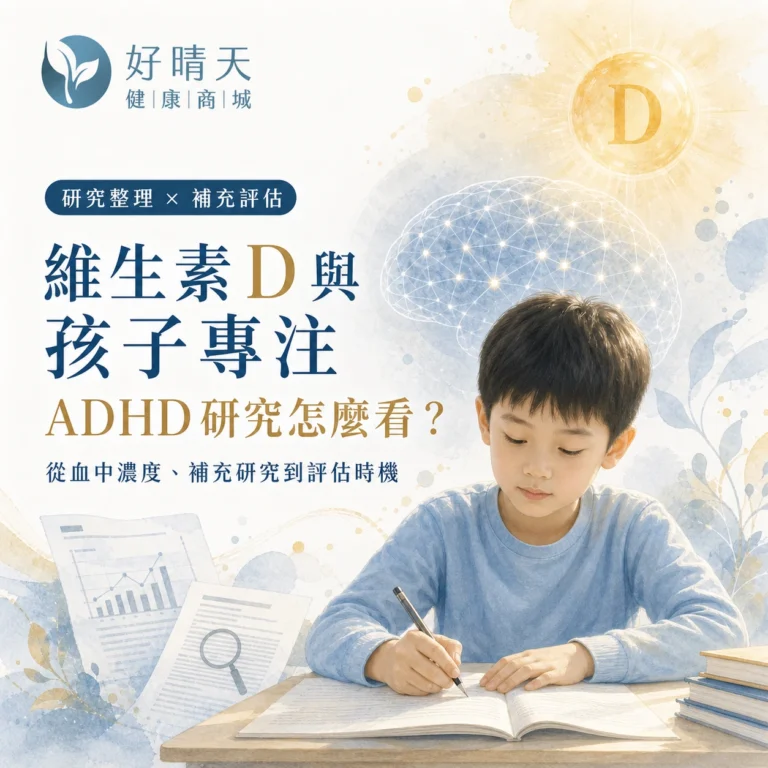 維生素 D 與兒童專注力及 ADHD 研究整理文章封面,好晴天健康商城