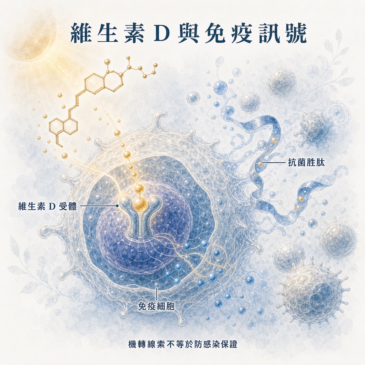 維生素 D 受體、免疫細胞與抗菌胜肽的理論路徑