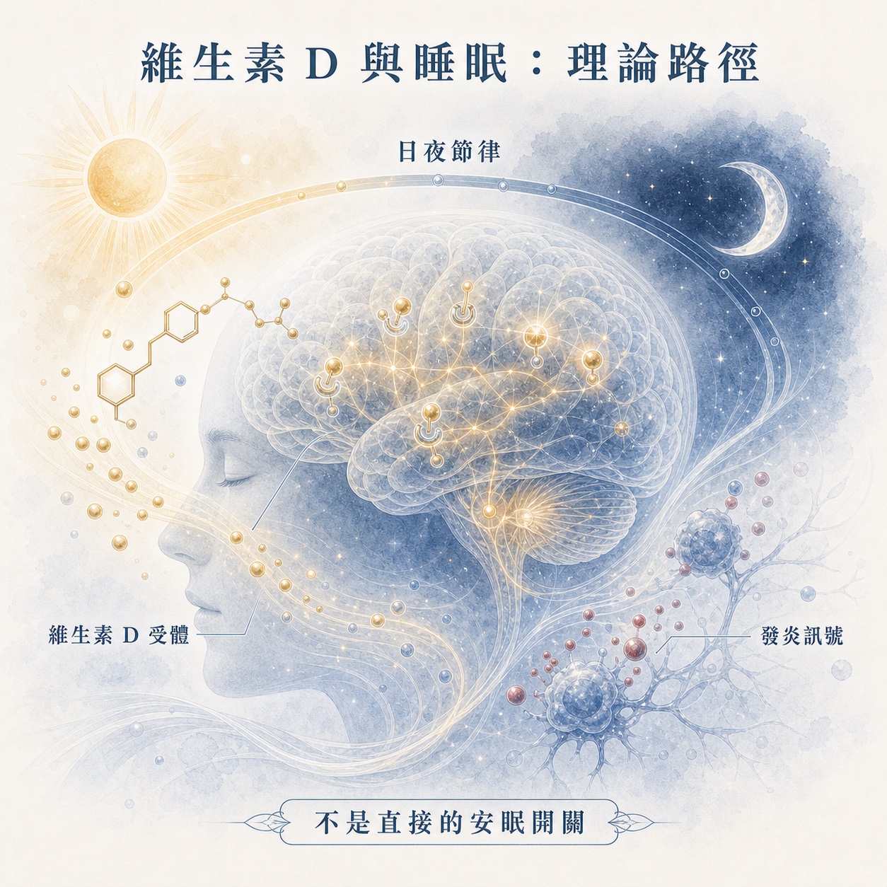 維生素 D 受體、日夜節律與發炎訊號的理論路徑