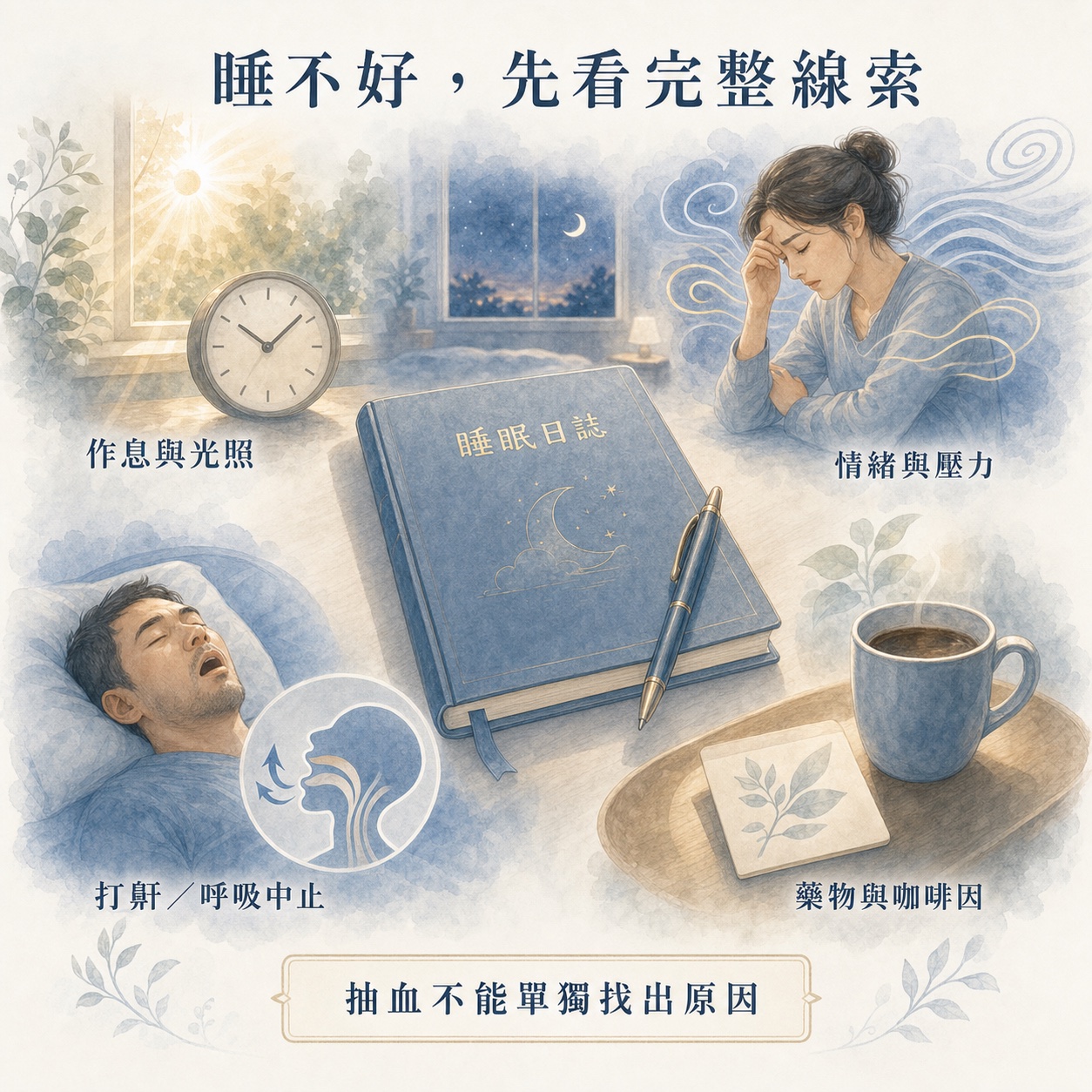 睡眠問題要一起看作息、情緒、呼吸與藥物等線索
