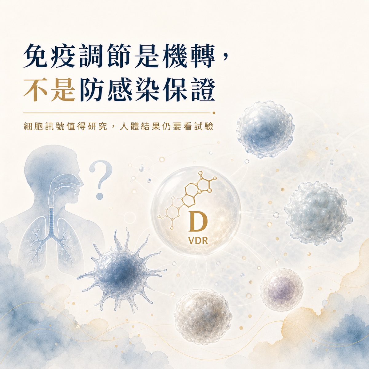 維生素 D、VDR 與免疫細胞訊號的機轉示意